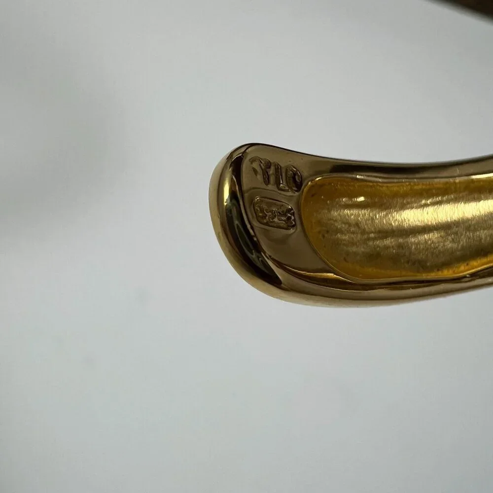 KY LO 925 Sterling Silver Gold-Tone Cuff Bracelet With Blue Black & White Gemsto - Picture 4 of 4